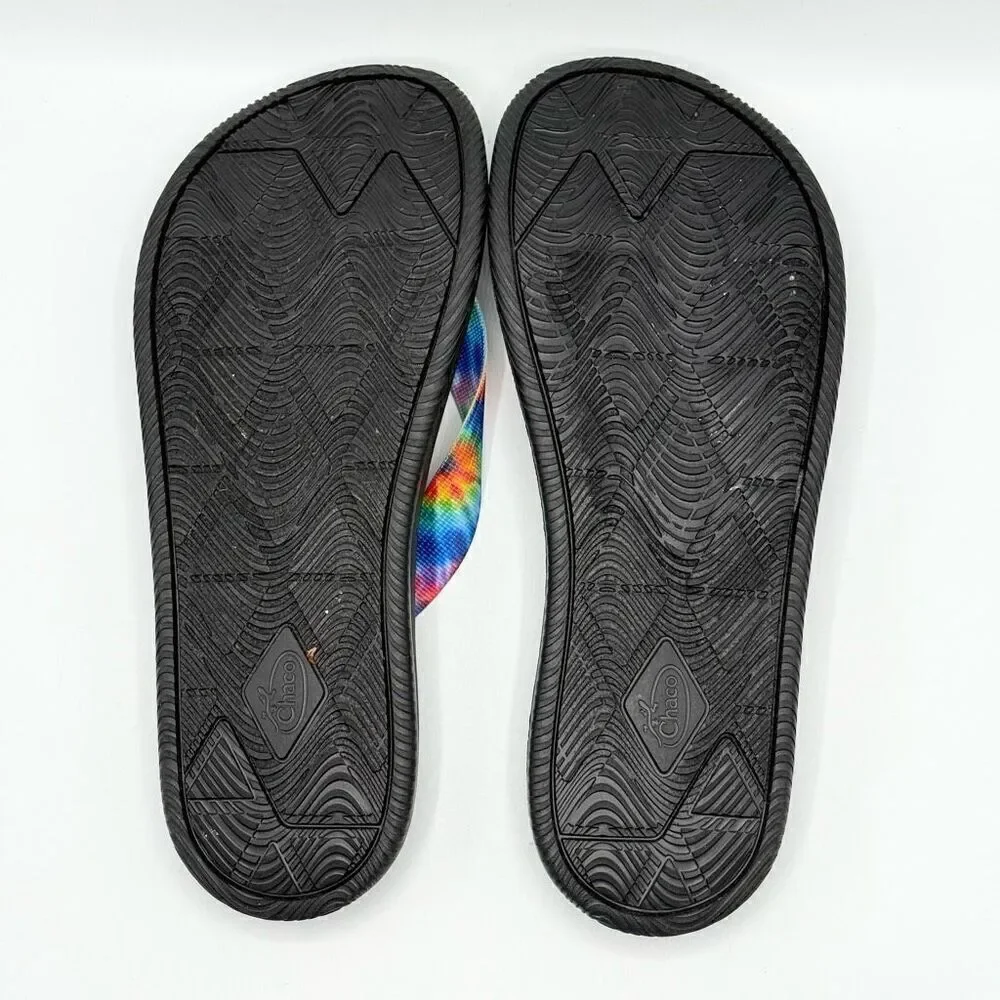 Chaco Chillos Flip Flops in Rainbow Tie Dye - Men’s US 12